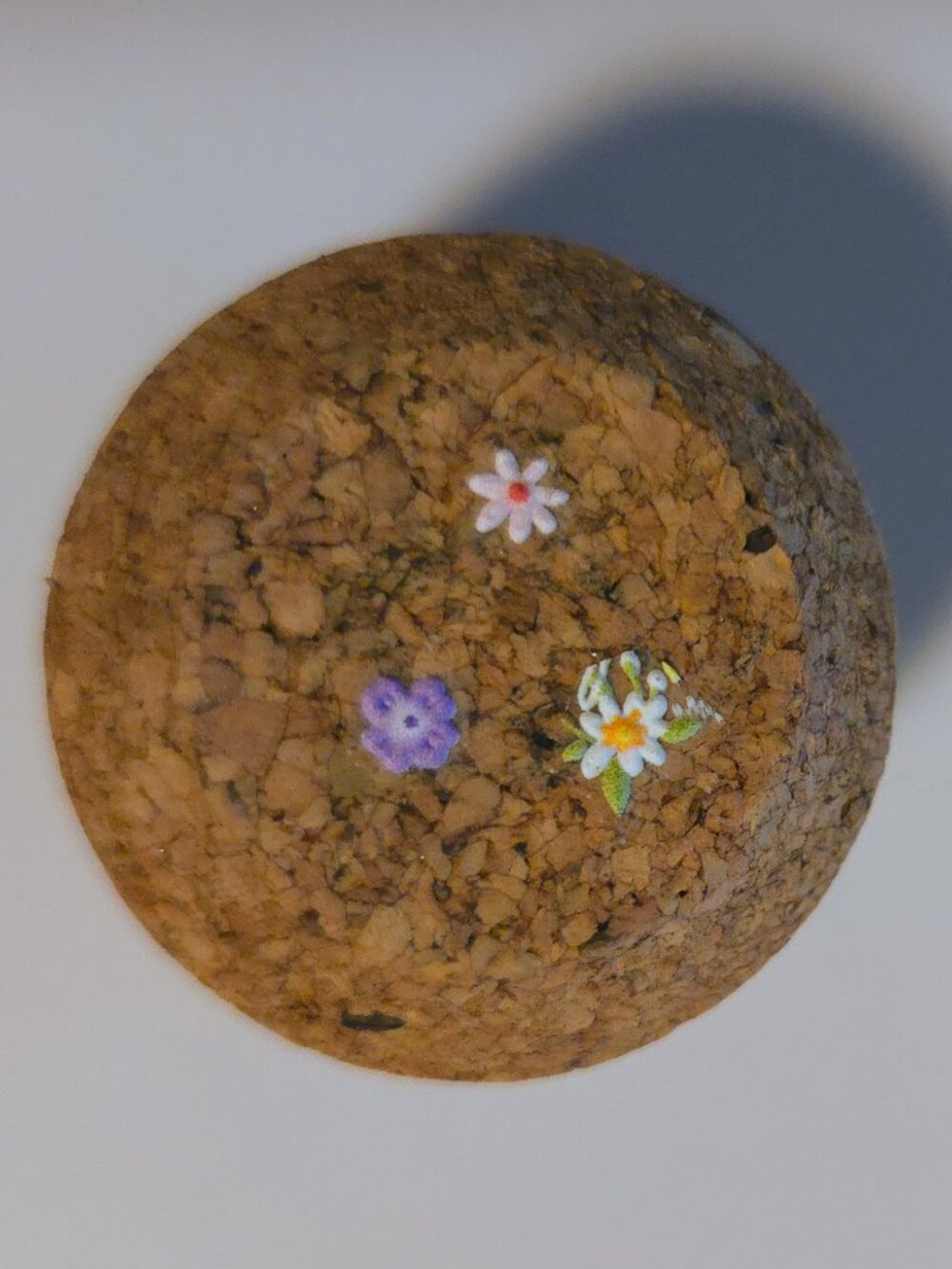 Brand New Hand Crafted Magnet Created from Champagne Cork Featuring Flowers